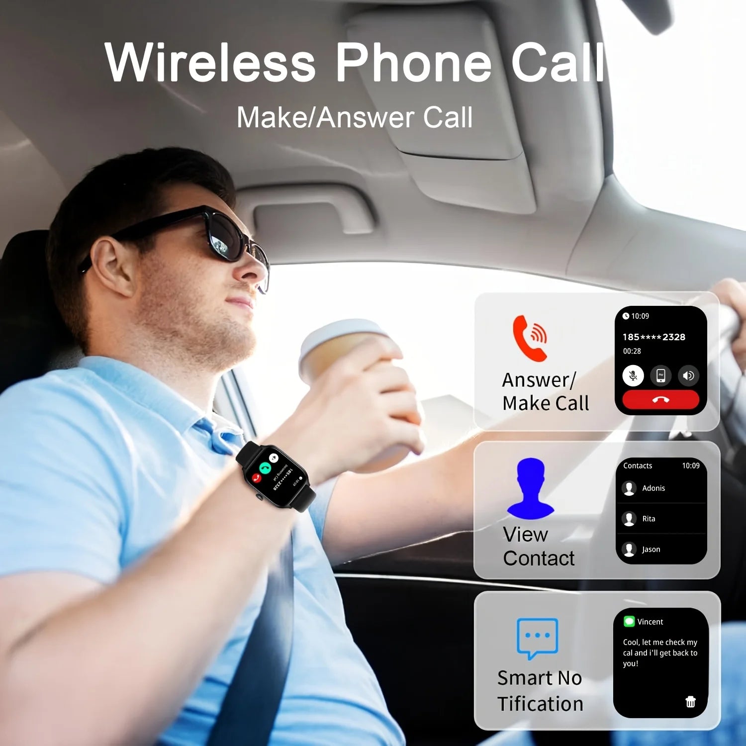 LAXASFIT Smartwatch H9 Bluetooth para Homens e Mulheres Fitness